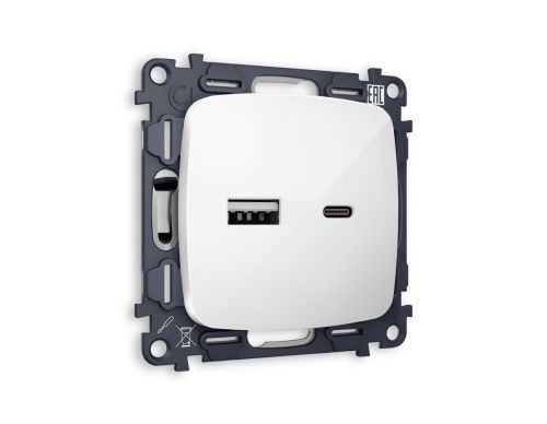 Комплект механизма розетки USB A+C 20W Ambrella Volt Omega (Омега) MO111010