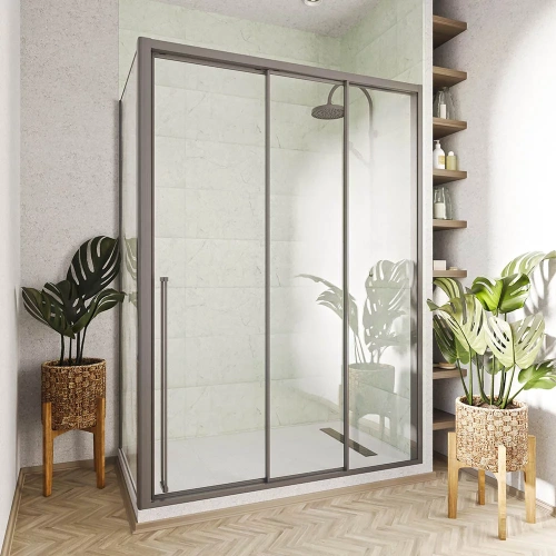 Душевой уголок Veconi Premium Prato PR3/R-SP-110100-01-GR-C4 110х100 стекло прозрачное профиль графит без поддона