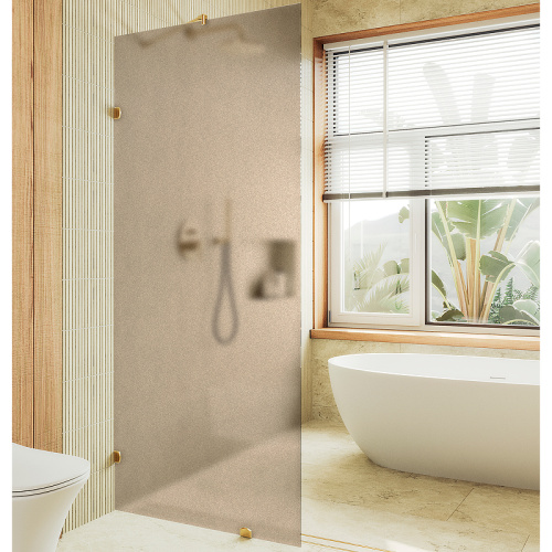 Душевая перегородка Maybah Glass MGD-267-3 99х195 стекло тонированное профиль золото глянцевое