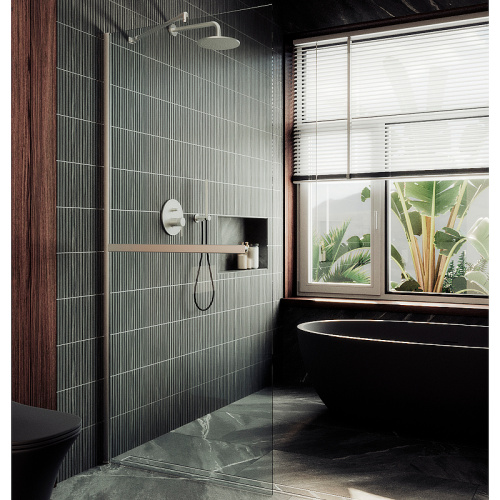 Душевая перегородка Maybah Glass MGD-708-5ш 109х195 стекло прозрачное профиль хром матовый