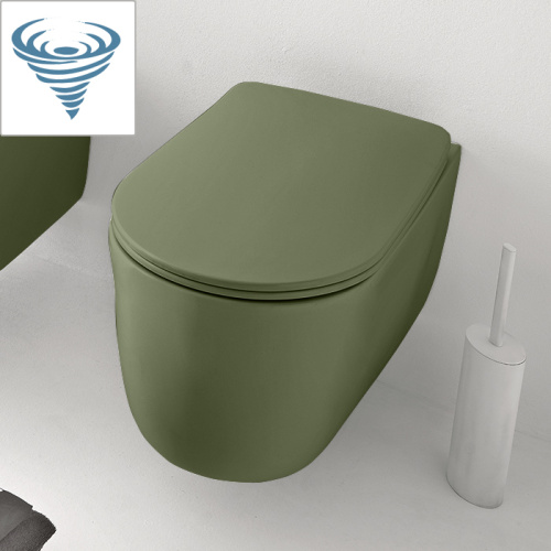 Чаша унитаза подвесная Kerasan Nolita 531511 цвет зеленый матовый без сиденья безободковая смыв торнадо