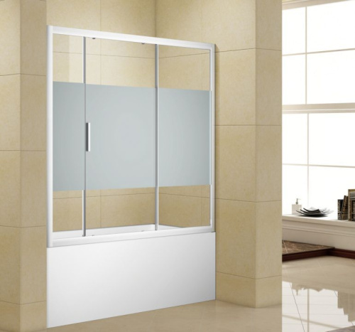 Душевая шторка на ванну Aquanet AE10-B-155H150U-CP 155х150 стекло прозрачное/шелкография профиль хром глянцевый