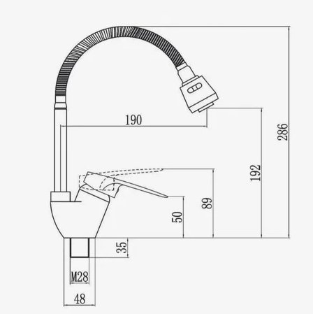 Смеситель для кухни D-Lin D150628-2T на мойку серый - фото 2