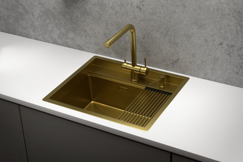 Кухонная мойка Granula Kitchen Space 6051, ЗОЛОТО САТИН 60x51 цвет золото сатин