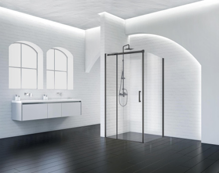 Душевой уголок BelBagno ACQUA ACQUA-AH-1-120/90-C-NERO 120х90 стекло прозрачное 8 мм