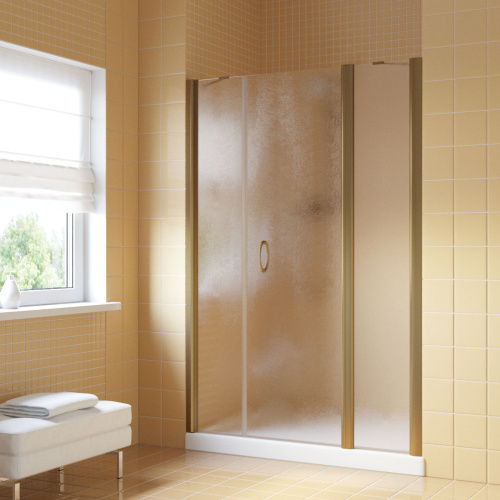 Душевая дверь Vegas-Glass EP-2F LUX EP-2F LUX 185 5 2 R 185х200 стекло рифленое профиль бронза