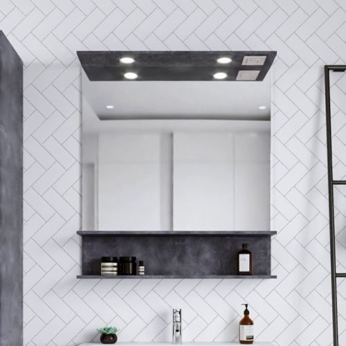 Зеркало с подсветкой Бриклаер 4627125415173 80х90 цвет цемент