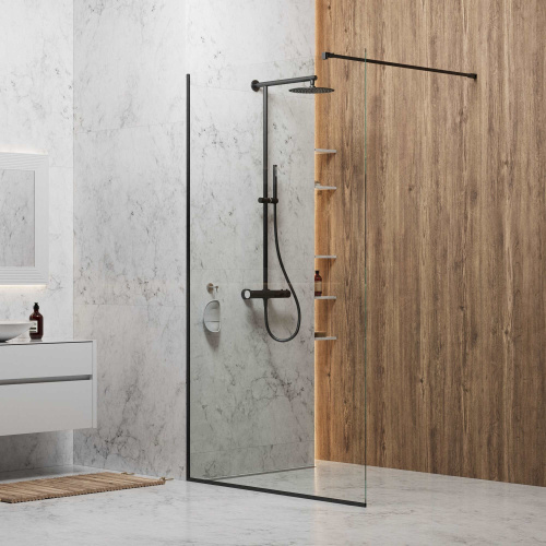 Душевая перегородка Berges SKY BLACK 064016 140х200 стекло прозрачное профиль черный матовый