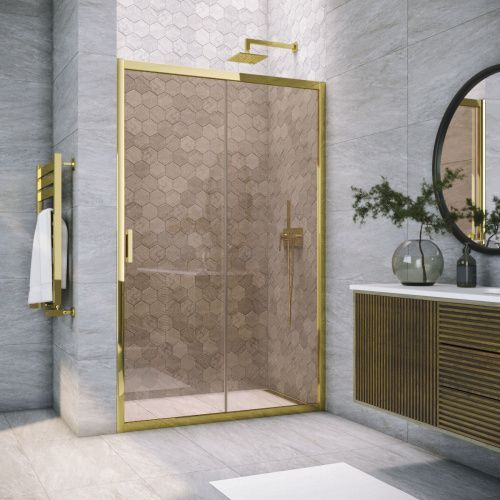 Душевая дверь Vegas-Glass ZP TUR+NOVO ZP TUR NOVO 150 09 05 150х200 стекло тонированное профиль золото глянцевое