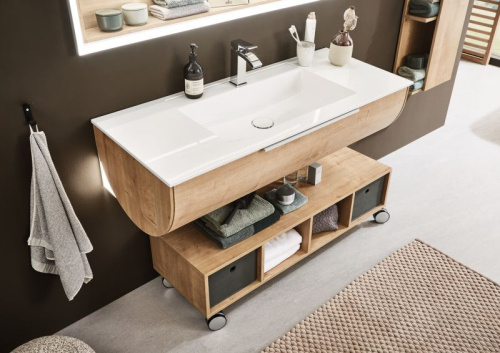 Тумба под раковину Puris Rounds SET29901B(785/185) 92х50х32 подвесная цвет дуб натуральный