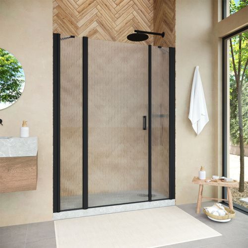 Душевая дверь Vegas-Glass EP-2F NOVO EP-2F NOVO 210 02М Moru L 210х190 стекло рифленое профиль черный