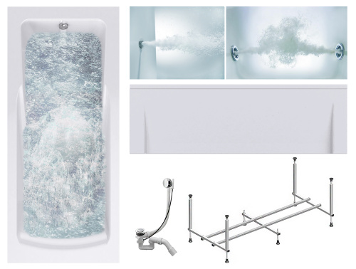 Ванна акриловая гидромассажная Timo HELLA HELLA1775-KT17-SPV1505-T-CM-T-BM-FP17H 170х75 пристенная прямоугольная с каркасом