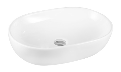 Раковина из сантехнического фарфора MILLEAU NUAGE MU7100D-GW 60х42 накладная цвет белый глянцевый без отверстий под смеситель