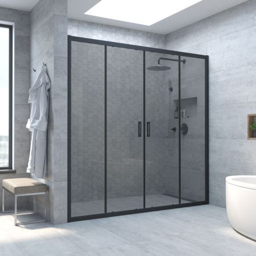 Душевая дверь Vegas-Glass Z2P TUR+NOVO Z2P NOVO h2000 180 02М 07 180х200 стекло тонированное профиль черный