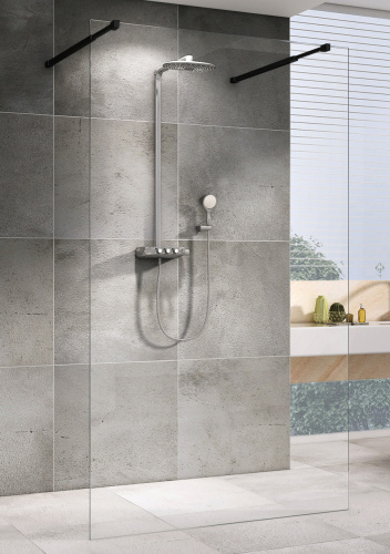 Душевая перегородка Abber Immer Offen AG68120B8 120х200 стекло прозрачное профиль черный