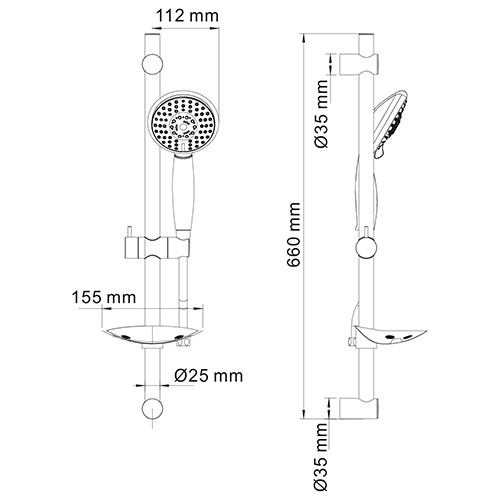 Душевой гарнитур WasserKRAFT  A004 настенный хром - фото 4