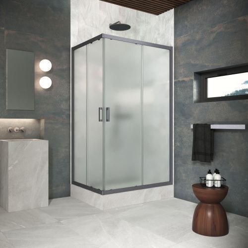 Душевой уголок Vegas-Glass ZA-F Protec ZA-F Protec 100*80 06 10 100х80 стекло матовое профиль вороненая сталь без поддона