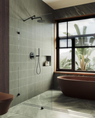 Душевая перегородка Maybah Glass MGD-259-6 79х195 стекло прозрачное профиль черный