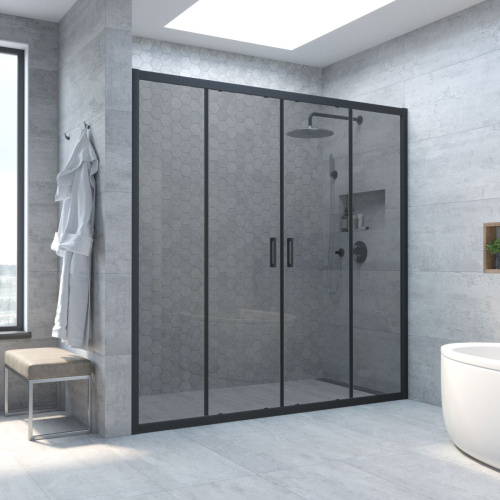 Душевая дверь Vegas-Glass Z2P TUR+NOVO Z2P NOVO h2000 205 02М 07 205х200 стекло тонированное профиль черный матовый