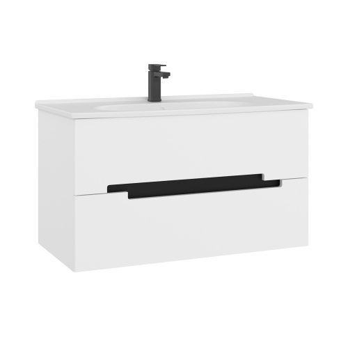 Тумба с раковиной Orka Lodi 5005888 100х50х57 цвет белый/черный