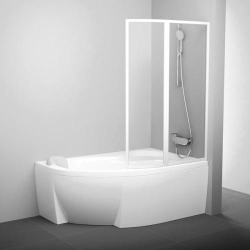 Душевая шторка на ванну Ravak VSK2 Rosa 76P80100Z1 150х150 стекло прозрачное профиль белый