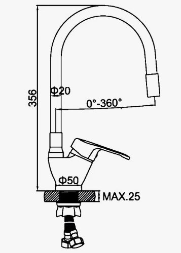 Смеситель для кухни D-Lin D150628-6C на мойку синий - фото 2
