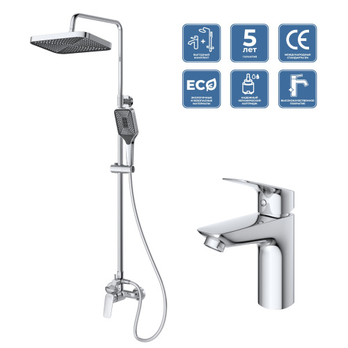 Комплект: стойка со смесителем BelBagno DUE DUE-DOCM/LVM-CRM настенный хром