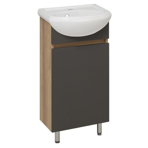 Тумба под раковину Runo ЛАДА 00-00001195 40х30 напольная цвет серый/коричневый