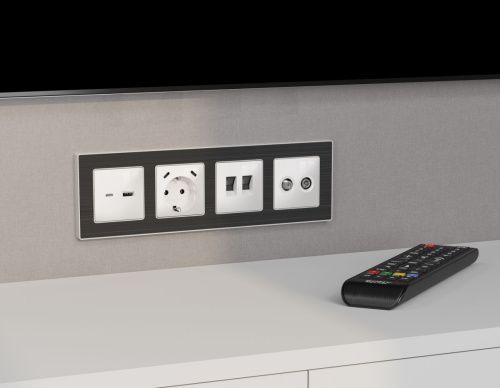 Комплект механизма компьютерной двойной розетки RJ-45 с автоматической защитной шторкой Ambrella Volt MA MA112110