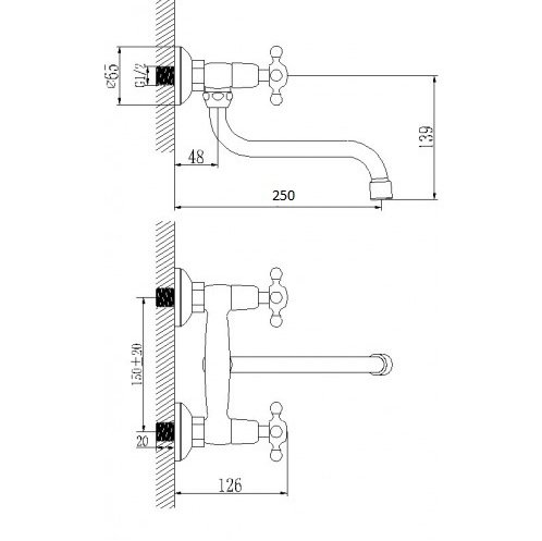 Смеситель для кухни D-Lin D141811 настенный хром - фото 2