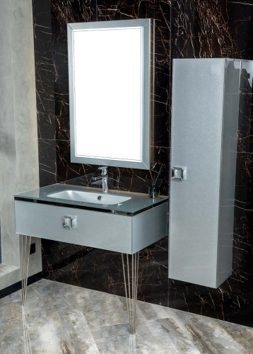 Раковина стеклянная Armadi Art Lucido 852-100-SL 106х56 встраиваемая цвет серебро 1 отверстие под смеситель