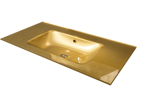 Раковина стеклянная Armadi Art NeoArt 852-080-G 81х52 полувстраиваемая цвет золото 1 отверстие под смеситель