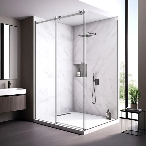 Душевой уголок Veconi Rovigo RV075GR-12080-01-C4 120х80 стекло прозрачное профиль графит без поддона