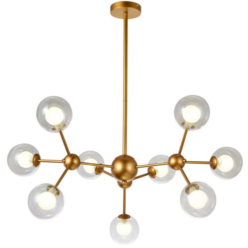 Люстра на штанге Natali Kovaltseva Venti (Венти) VENTI 81422/8C GOLD SATIN