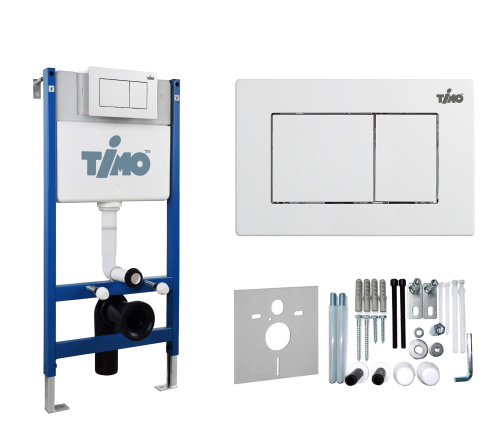 Инсталляция для унитаза и кнопка смыва механическая цвет белый Timo REKO TWC-01+FP-004W