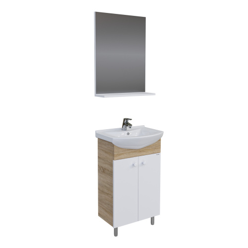 Тумба с раковиной и зеркалом Grossman Eco Line 106052-2 56х30,5х68 напольная