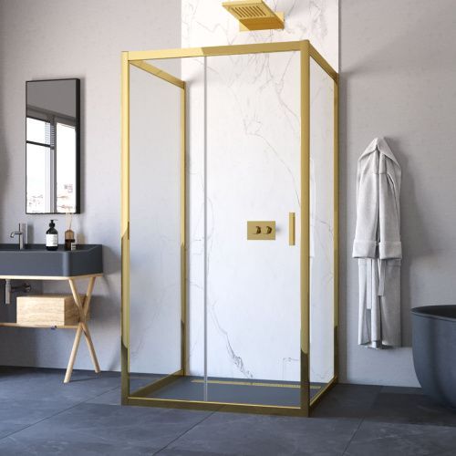 Душевой уголок Vegas-Glass ZP-U TUR+NOVO ZP-U TUR NOVO 100*100 09 crystalvision 100х100 стекло прозрачное профиль золото без поддона