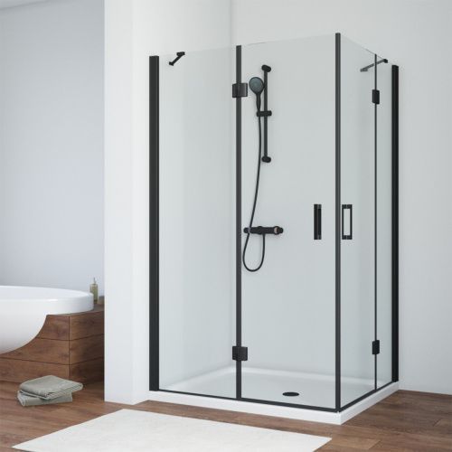 Душевой уголок Vegas-Glass AFA-F TUR+NOVO AFA-F NOVO 90*80 02М crystalvision L 90х80 стекло прозрачное профиль черный без поддона