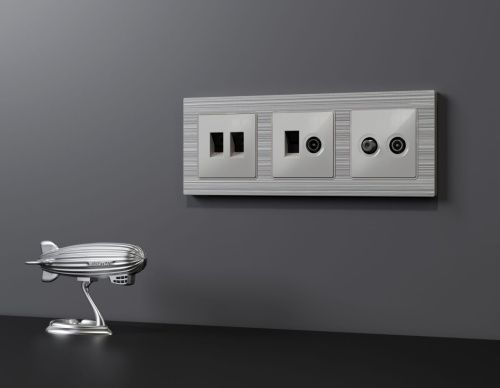 Комплект механизма розетки TV оконечной + SAT 5-862MHz 3.5dB/950-2150MHz 3.5dB Ambrella Volt MA MA413310