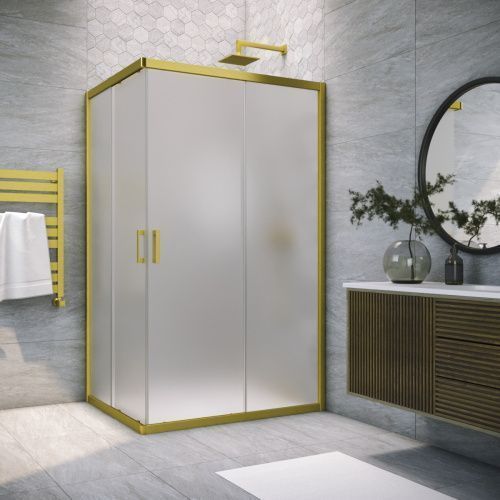 Душевой уголок Vegas-Glass ZA-F TUR+NOVO ZA-F NOVO h2000 80*70 03 10 80х70 стекло матовое профиль золото без поддона