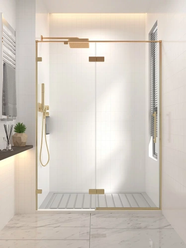 Душевая дверь Veconi Premium Alassio AL-120-00-G-C4 120х200 стекло прозрачное профиль золото