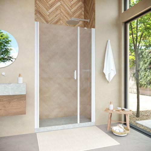 Душевая дверь Vegas-Glass EP-F-2 NOVO EP-F-2 NOVO 100 01 Moru L 100х190 стекло рифленое профиль белый