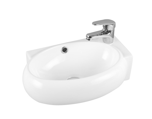 Раковина из сантехнического фарфора MILLEAU PERL MU058B-GW 43х29 подвесная цвет белый глянцевый 1 отверстие под смеситель