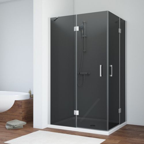 Душевой уголок Vegas-Glass AFA-F TUR+NOVO AFA-F NOVO 90*80 07 07 L 90х80 стекло тонированное профиль хром без поддона