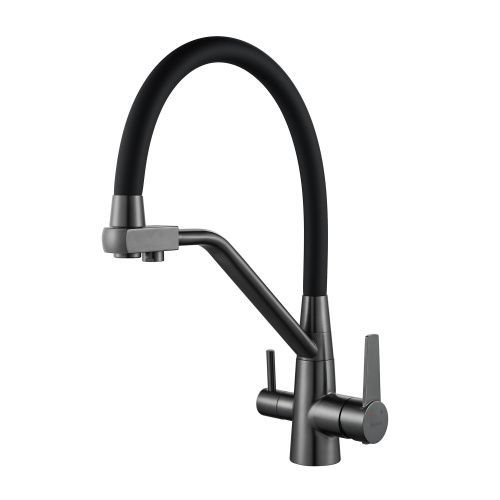 Смеситель для кухни Shevanik S968T на мойку оружейная сталь