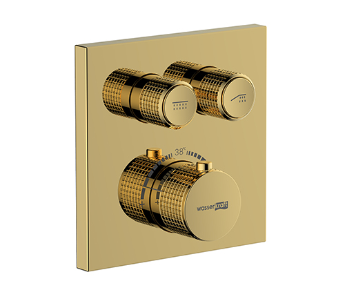 Смеситель для ванны и душа WasserKRAFT Sauer 7100 7148 Thermo встраиваемый золото