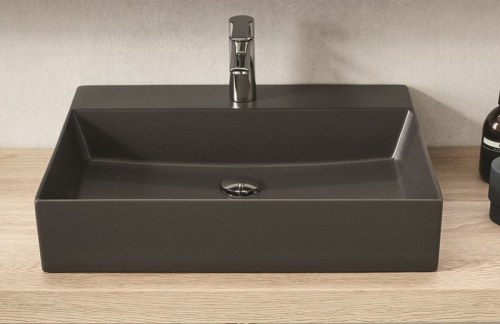 Раковина керамическая Puris Aspekt WTM480643 60х45 накладная цвет карбон 1 отверстие под смеситель