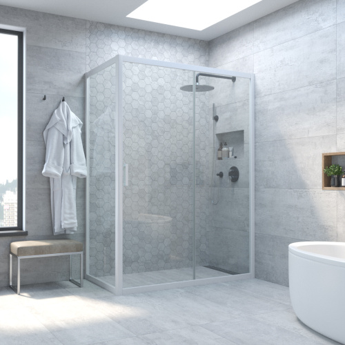 Душевой уголок Vegas-Glass ZP+ZPV TUR+NOVO ZP+ZPV NOVO h2000 155*85 01 crystalvision 155х85 стекло прозрачное профиль белый без поддона