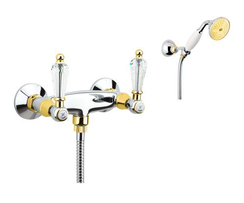 Смеситель для ванны и душа Fiore 08CO0602 настенный хром/золото
