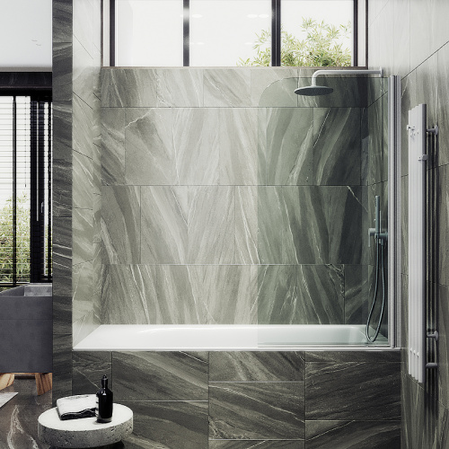 Душевая шторка на ванну Maybah Glass MGV-599-1 70х140 стекло прозрачное профиль белый